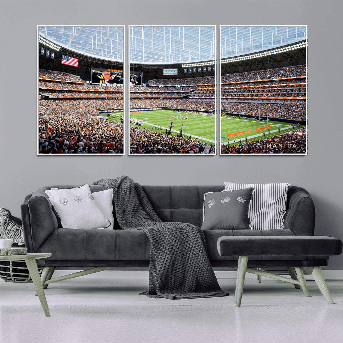 32530647-MGV-FC-60X30-3P_White-Chicago Bears Soldiers Field Wall Art Canvas Print – Framed Football Stadium Artwork for Home, Office, Living Room