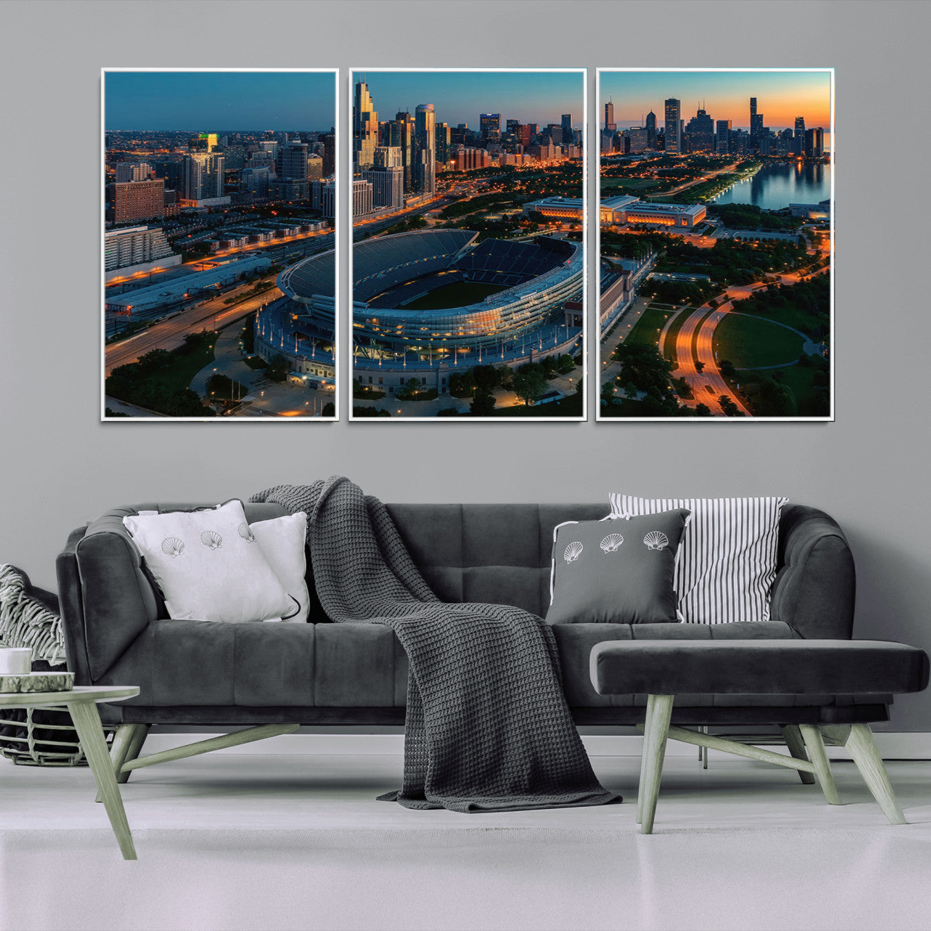 -Chicago Bears Soldiers Field Wall Art Canvas Print – Framed Football Stadium Artwork for Home, Office, Living Room