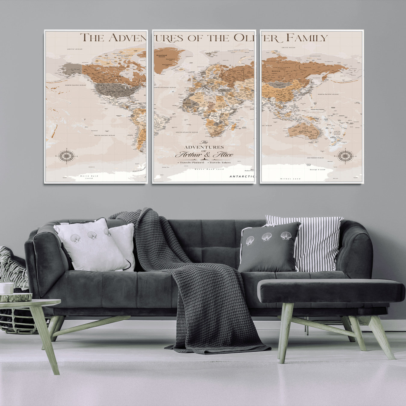 43101120-MGV-CV-36X24-Personalized Push Pin World Map Canvas – Custom Framed Travel Tracker Wall Art, Large Adventure Map with Pins for Home, Office