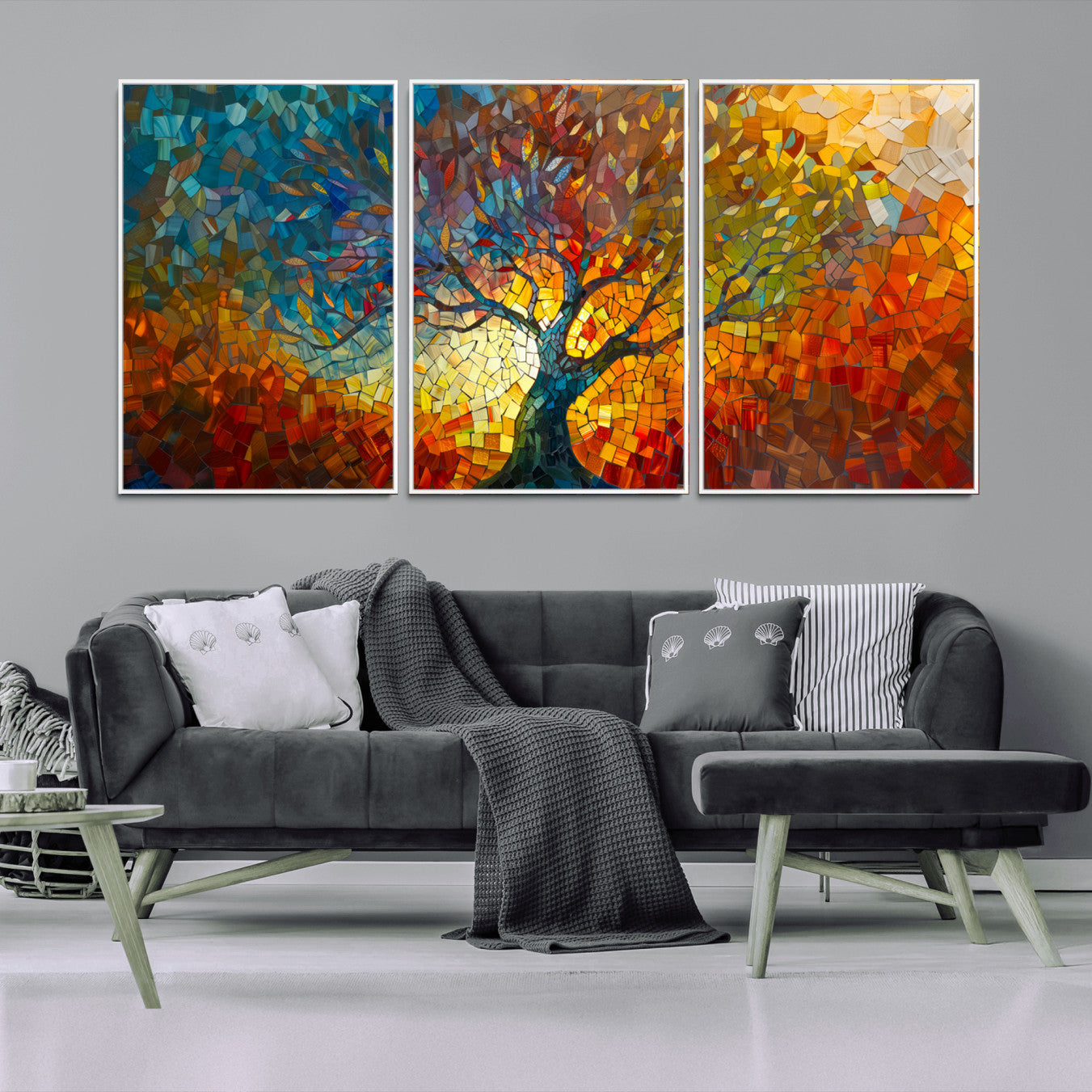 -Yggdrasil Tree of Life Mosaic Stained Glass Wall Art, Tree of Life Mosaic Wall Art Canvas Print
