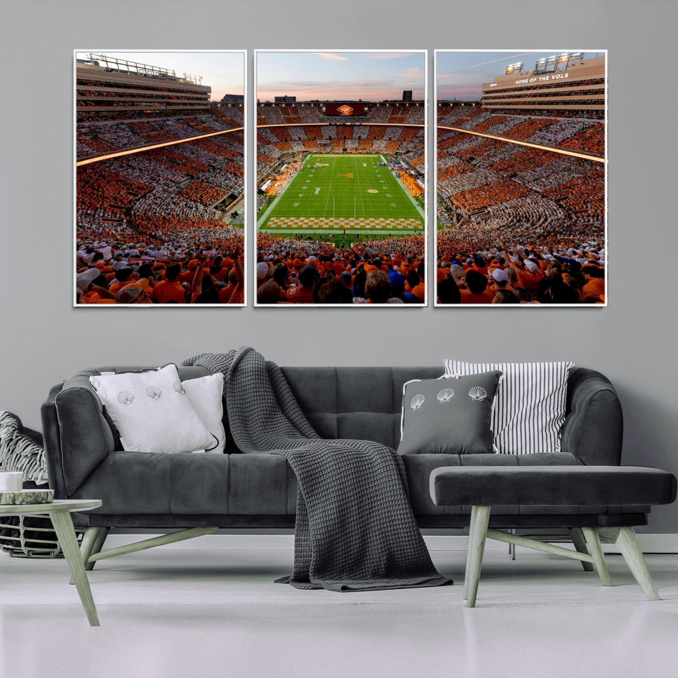 37160229-MGV-FC-60X30-3P_White-Tennessee Neyland Stadium Wall Art Print, Sports Arena Canvas Wall Art, Panoramic Stadium Canvas Print, Modern Athletic Field Art Printing