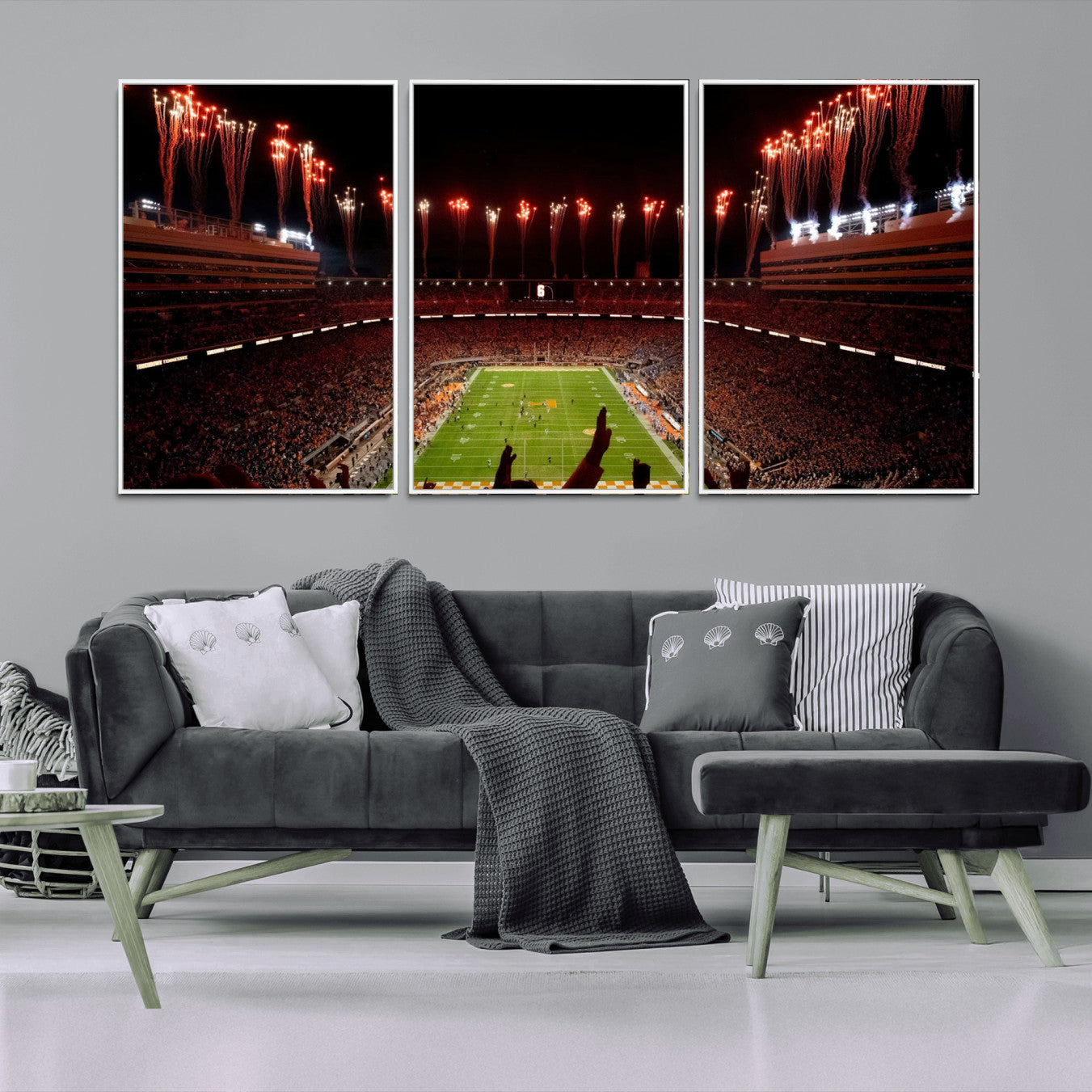 73358115-MGV-FC-60X30-3P - Tennessee Neyland Stadium Wall Art, Sports Arena Canvas Print, Panoramic Stadium Canvas Artwork for Home, Office