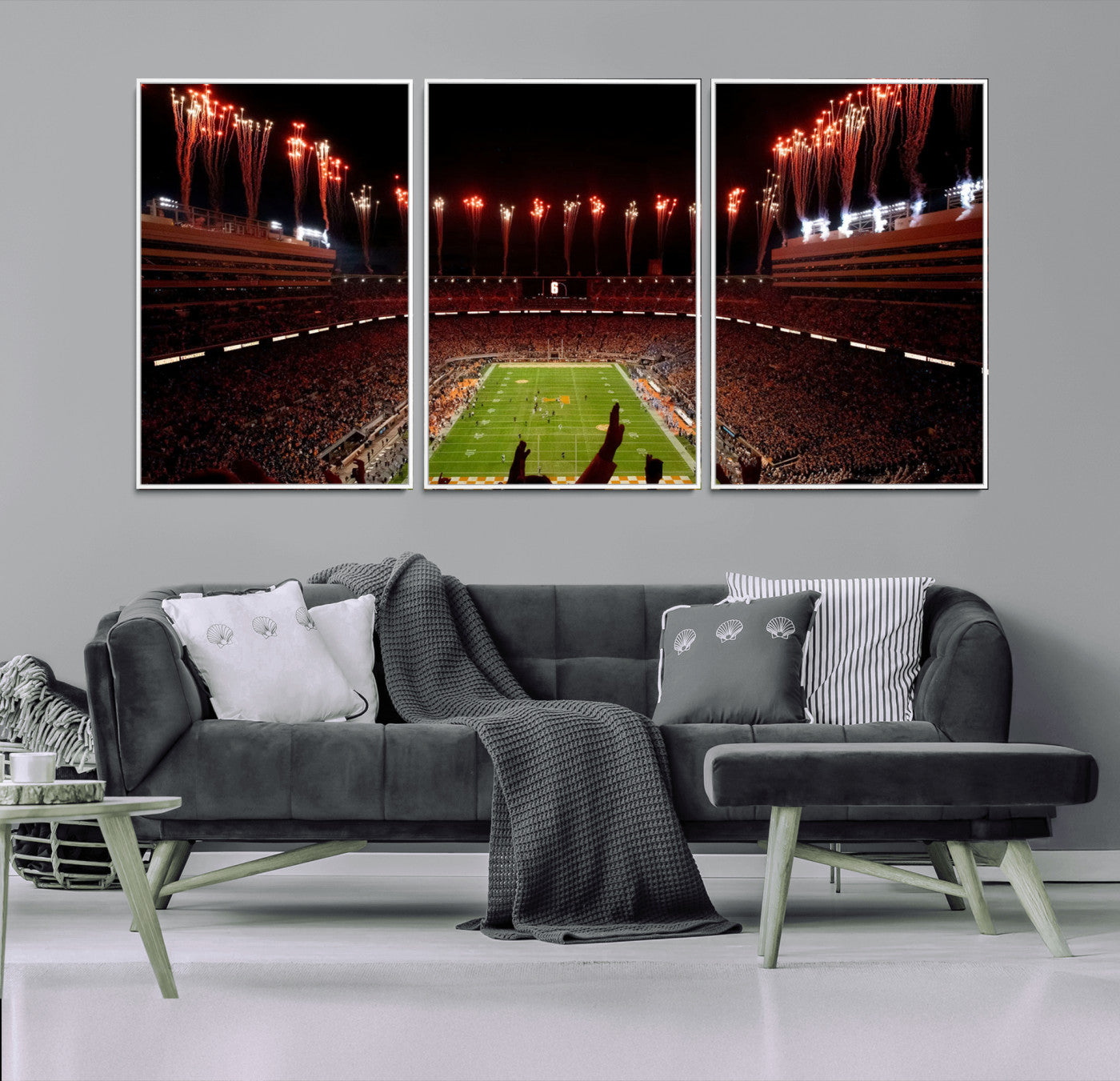 73358115-MGV-FC-60X30-3P - Tennessee Neyland Stadium Wall Art, Sports Arena Canvas Print, Panoramic Stadium Canvas Artwork for Home, Office