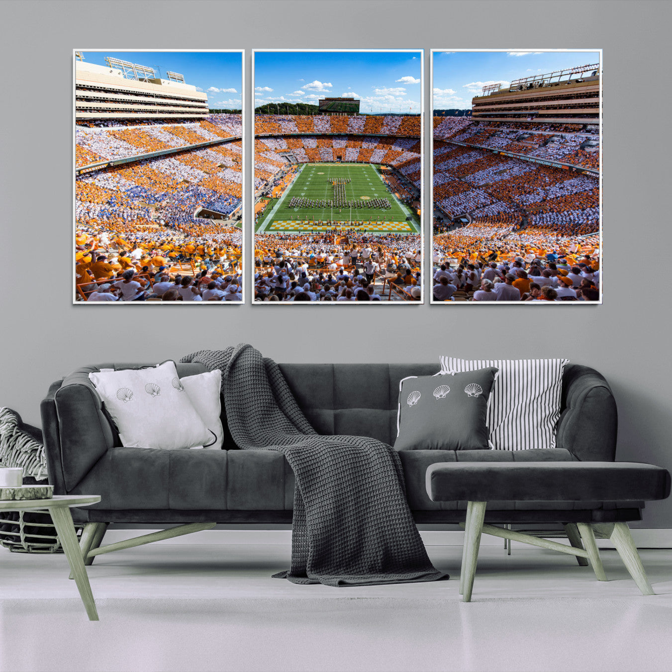 64238859-MGV-FC-60X30-3P_White-Tennessee Neyland Stadium Wall Art Print, Sports Arena Canvas Wall Art, Panoramic Stadium Canvas Print, Modern Athletic Field Art Printing