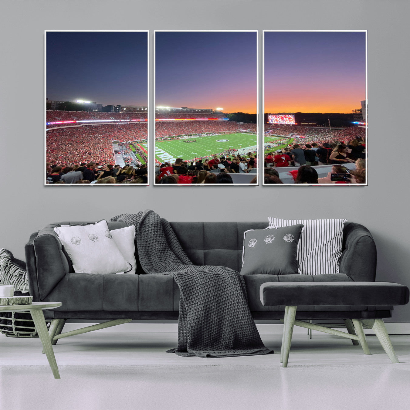 25139565-MGV-FC-60X30-3P_White-Dooley Stadium Wall Art Print, Sports Arena Canvas Wall Art, Dooley Field at Sanford Stadium Canvas Print, Modern Athletic Field Art Printing