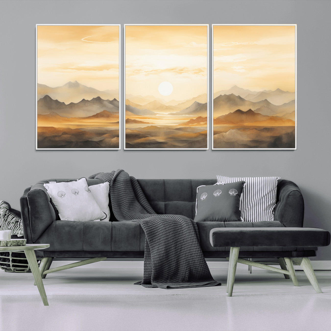 Nihat1-29-MGV-CV-36X24-Sepia Color Abstract Mountain Wall Art Canvas Print