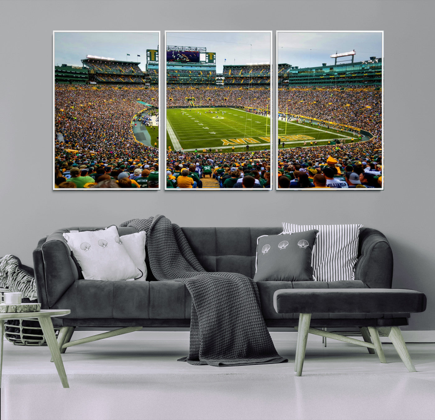GBP101-MGV-FC-60X30-3P - Green Bay Packers Lambeau Field Stadium Wall Art Canvas Print, Iconic NFL Football Stadium Artwork, Wisconsin Sports Home Decor