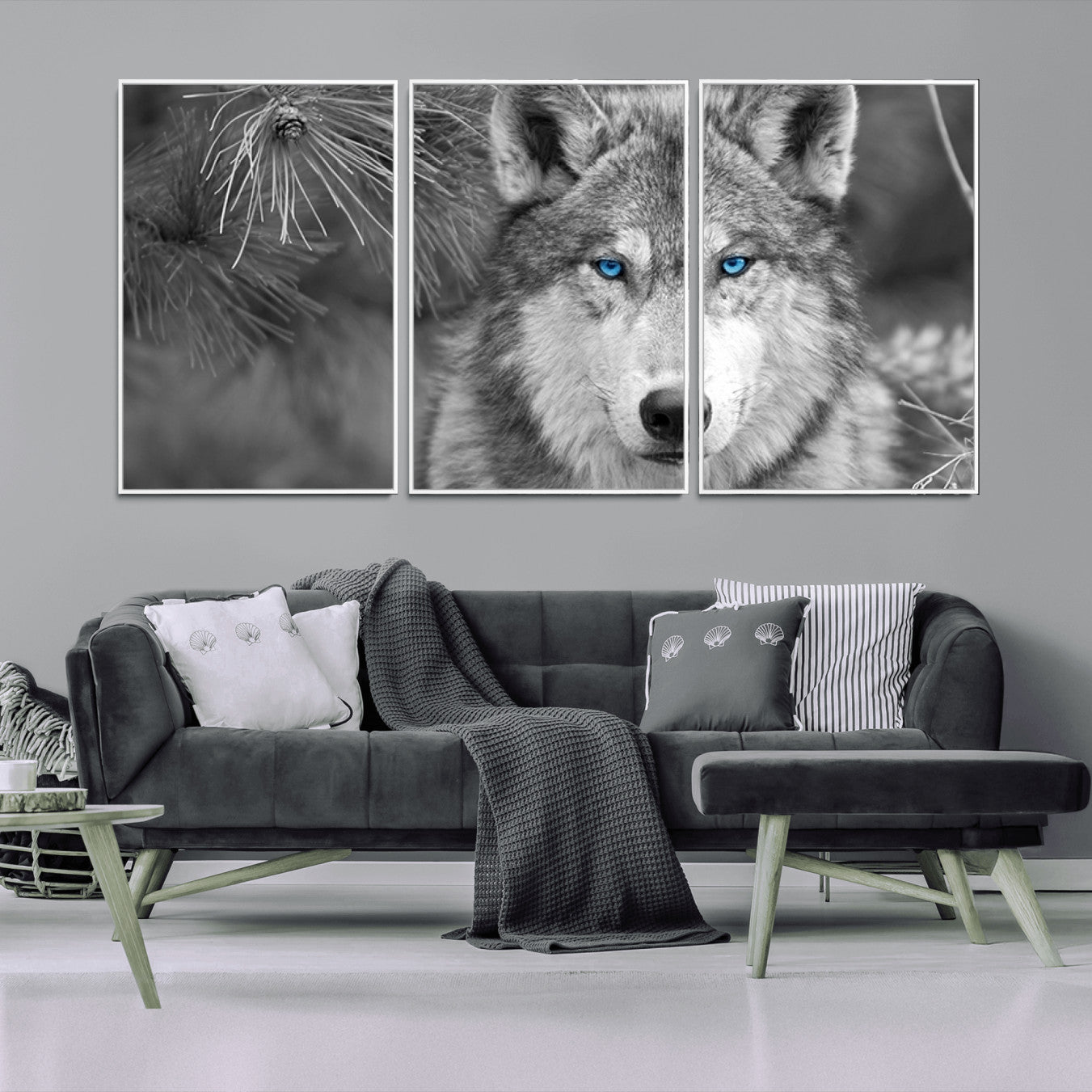-Wild Wolf Blue Eye Wall Art Canvas Print