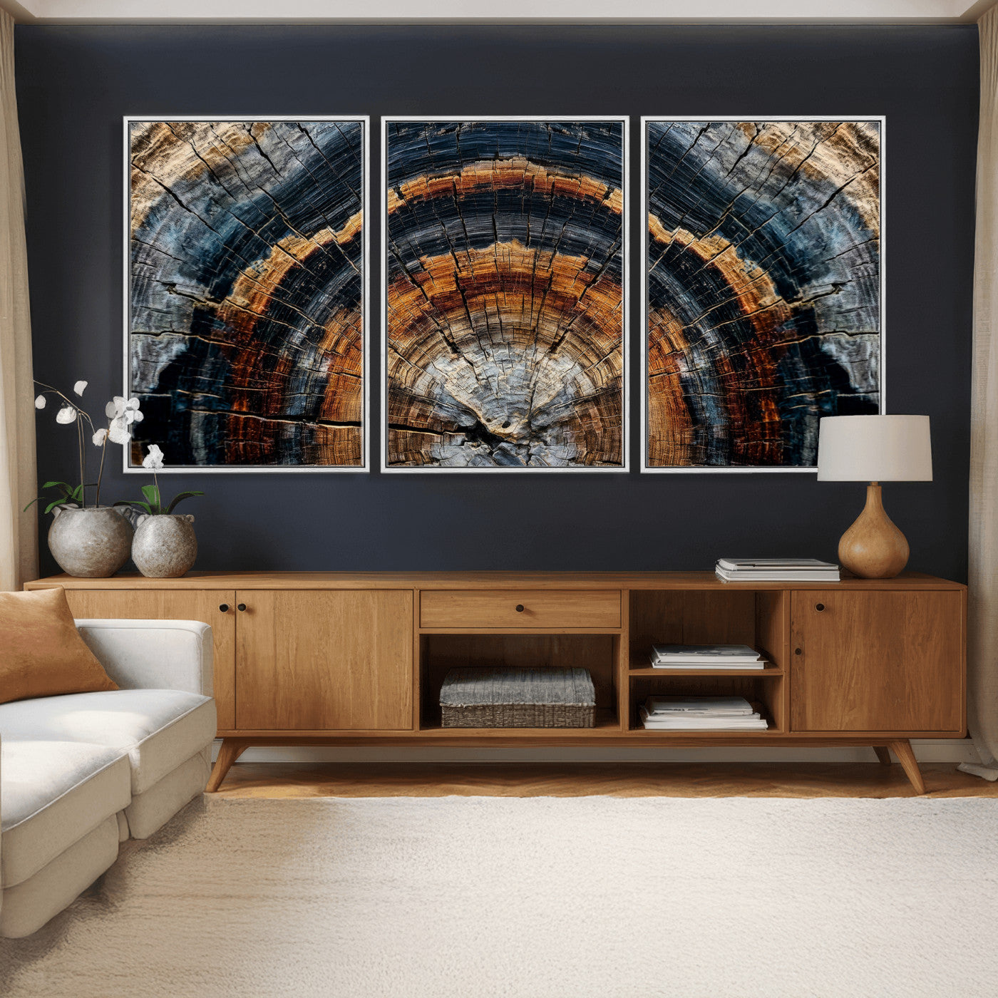 92693966A-MGV-CV-36X24 - Abstract Wood Grain Canvas Print, Tree Ring Pattern Wall Art, Framed Canvas Ready to Hang