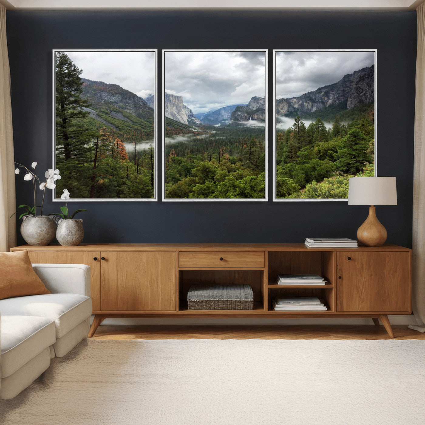 46168759-MGV-CV-36X24 - Yosemite Valley Wall Art Canvas Print, El Capitan Mountain Landscape Nature Wall Decor