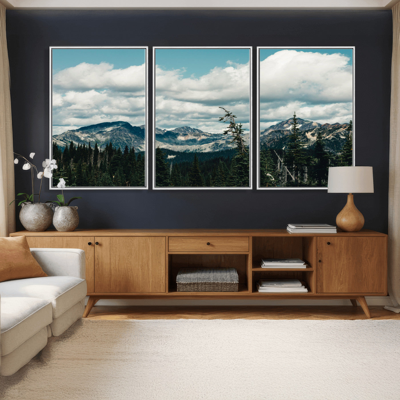 30416773-MGV-CV-36X24 - Mountain Forest Wall Art Canvas Print, Alpine Pine Tree Landscape Photography, Scenic Wilderness Mountain View, Nature Wall Decor