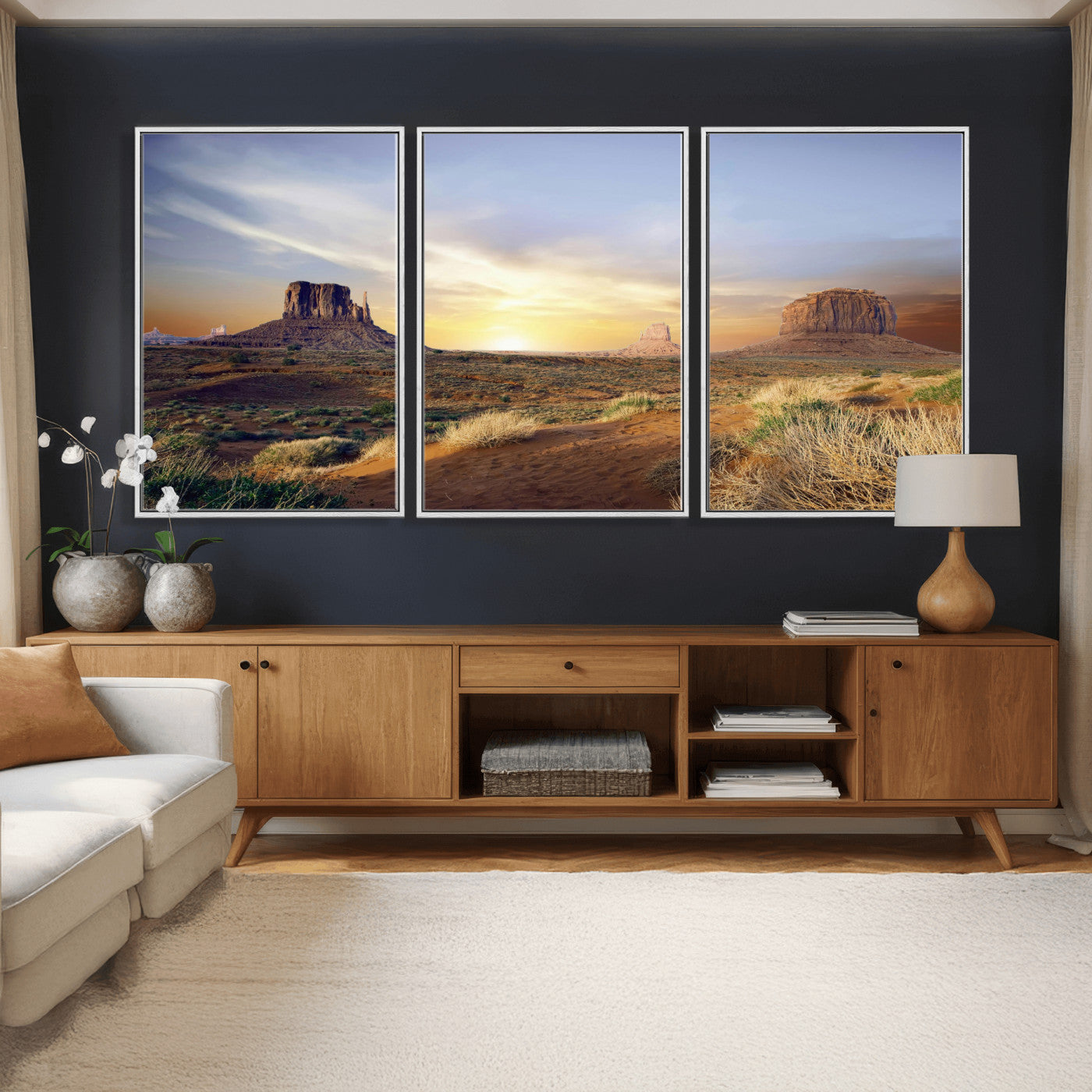 14901845-MGV-CV-36X24 - Monument Valley Desert Landscape Wall Art Canvas Print, Southwest Desert Rock Formation Canvas Print, Western Red Rock Panorama Art Printing