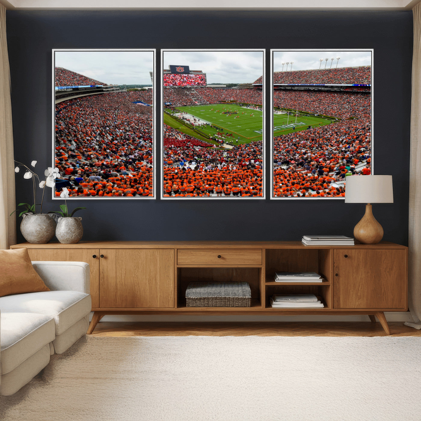 82562490-MGV-CV-36X24 - Auburn Stadium Sunset Wall Art Canvas Print, Jordan Hare Stadium Game Day Crowd, Auburn Tigers Football Artwork