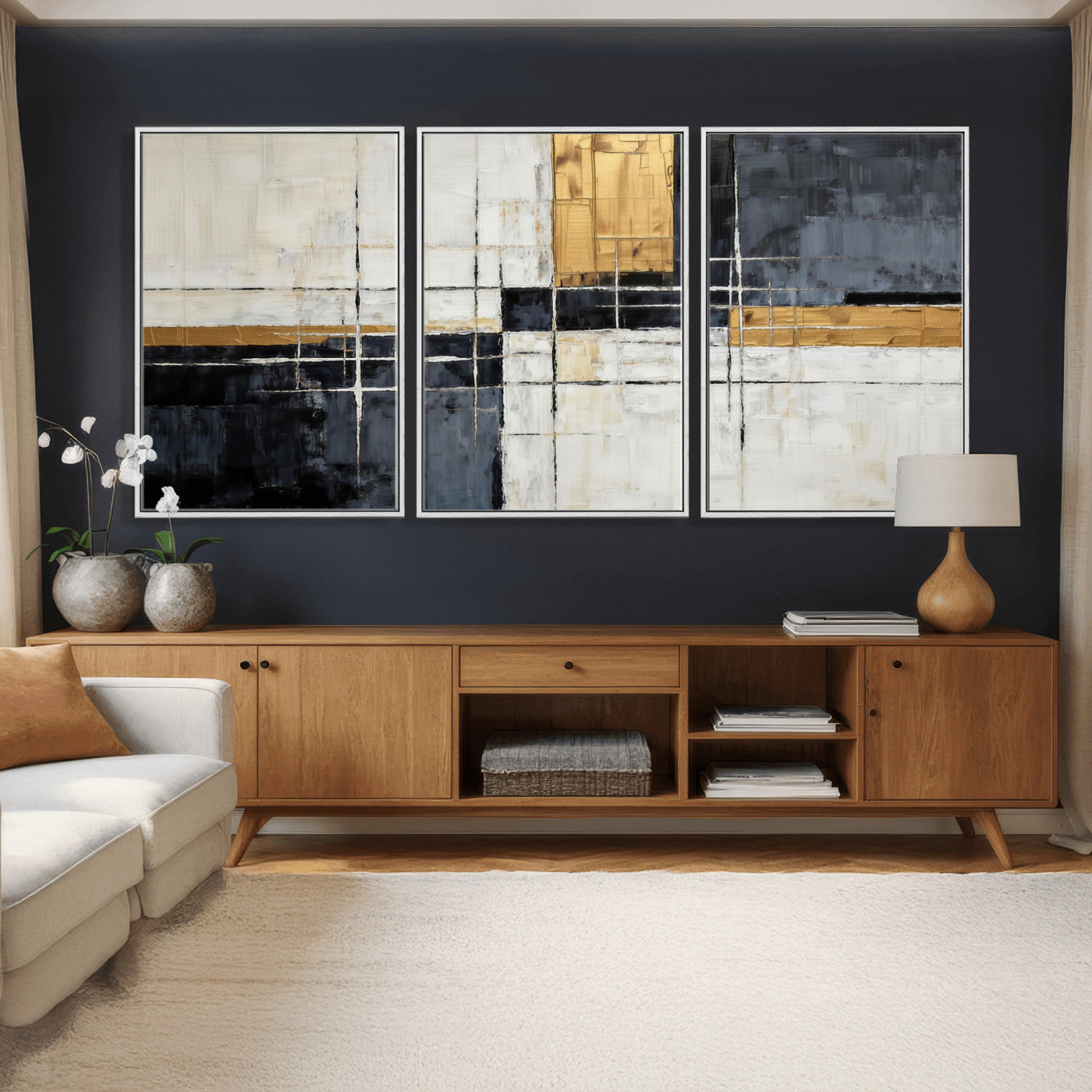 78975677-MGV-CV-36X24 - Gold Abstract Wall Art Canvas Print, Modern Luxury Geometric Painting Wall Decor for Living Room and Office