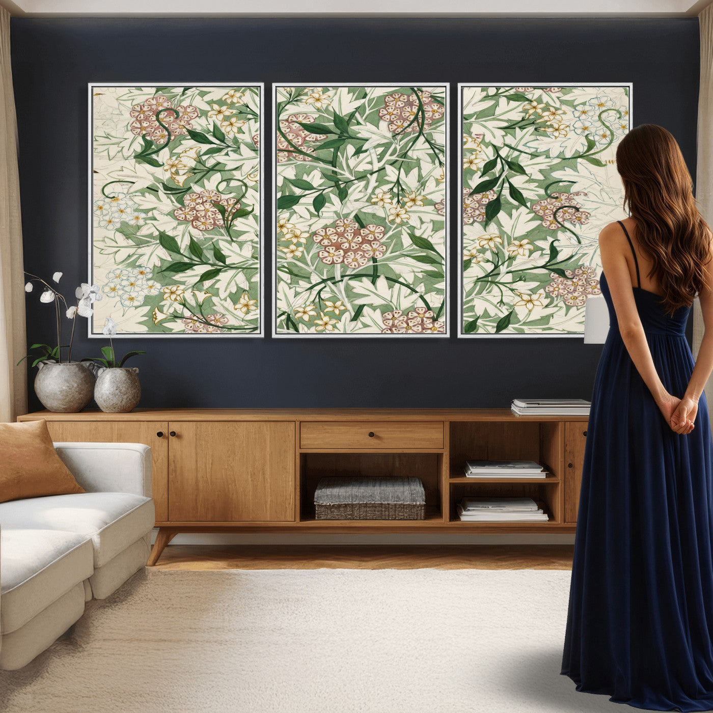 33560597-MGV-CV-36X24 - William Morris Jasmine 1872 Canvas Wall Art — Arts and Crafts Botanical Print | Vintage Green Floral Decor | Cottagecore Gift | Classic Art