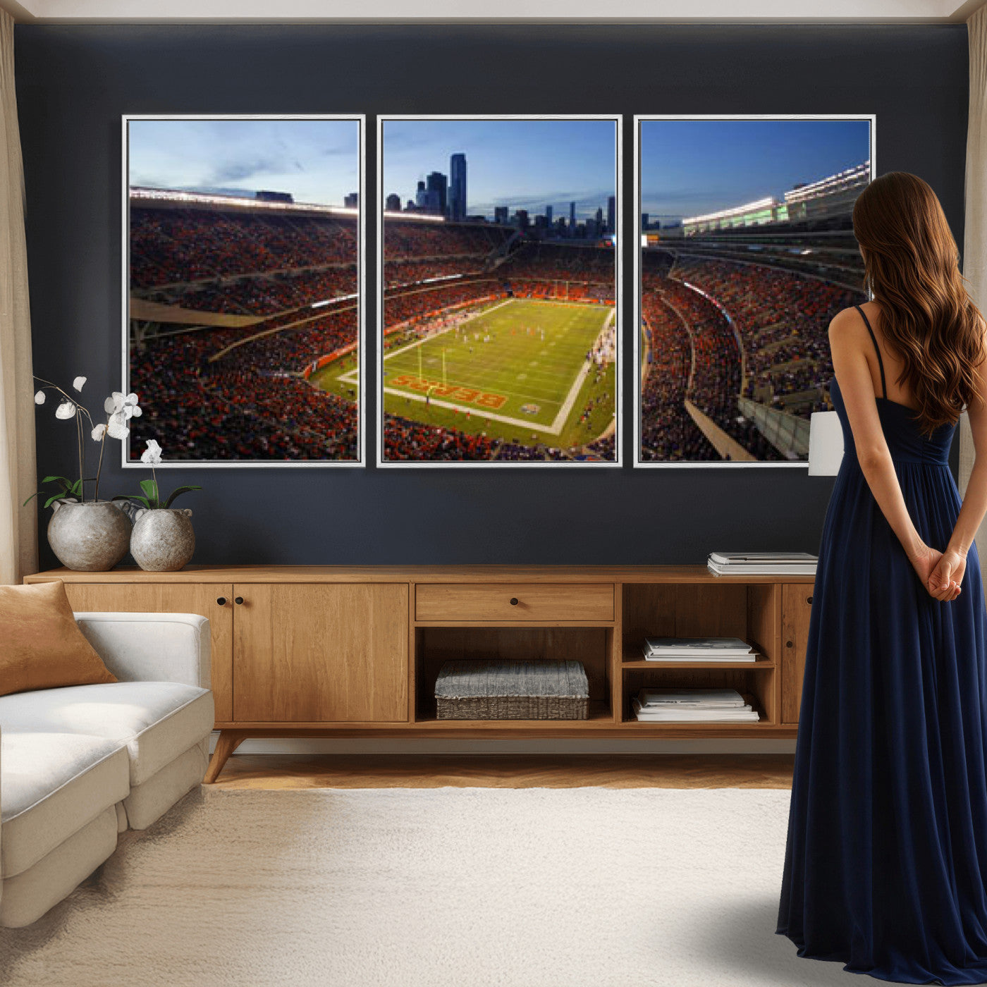50691720-MGV-CV-36X24 - Chicago Bears Soldier Field Canvas Wall Art, NFL Stadium Panorama Print, Football Arena Photography for Sports Fans