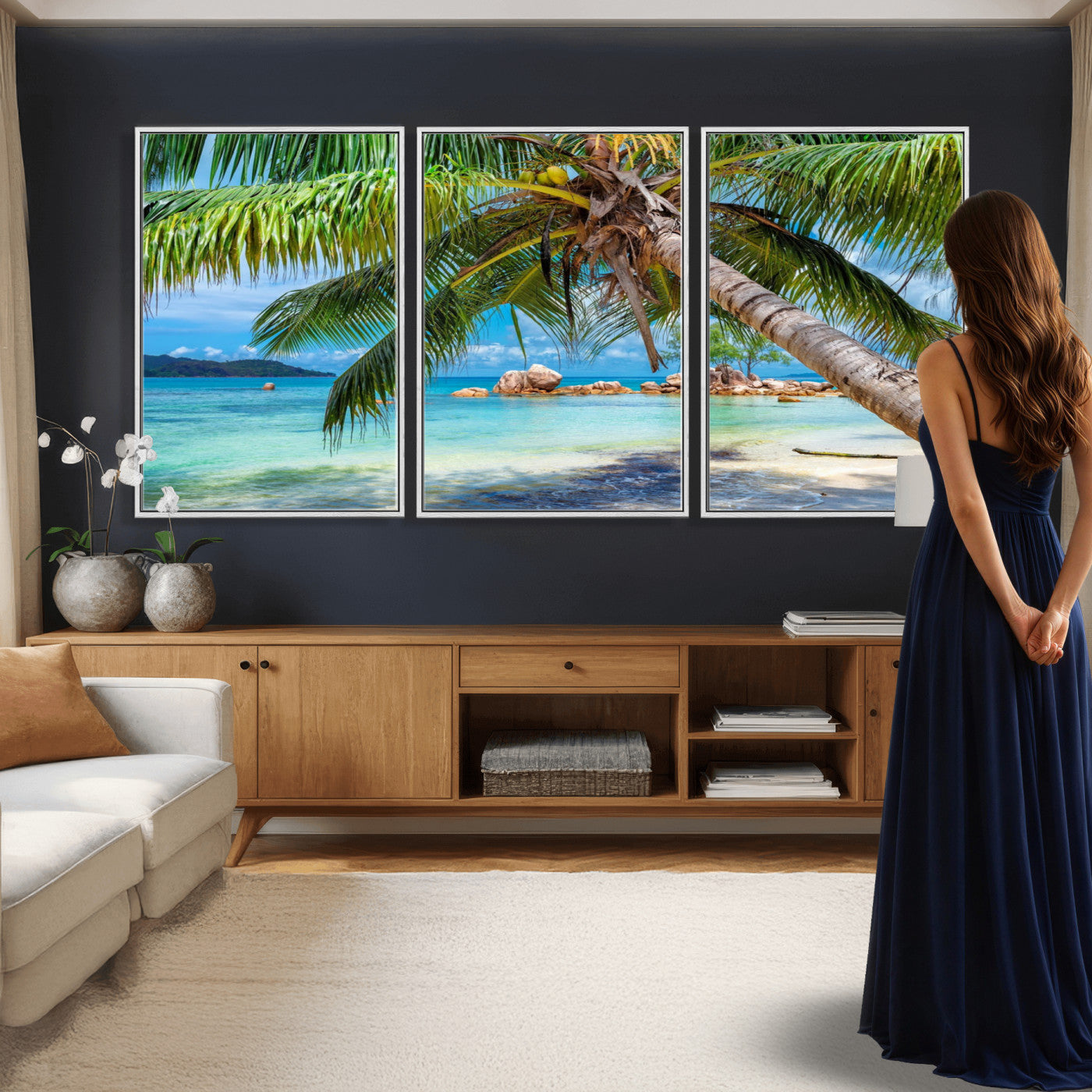 86824715-MGV-CV-36X24 - Seychelles Beach Canvas Wall Art - Anse Volbert Praslin Island Print