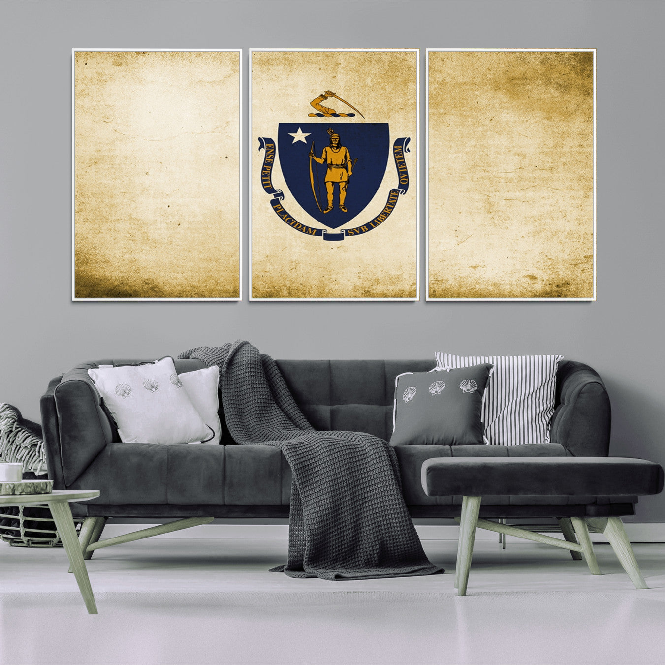 -Massachusetts Flag Wall Art Canvas Print