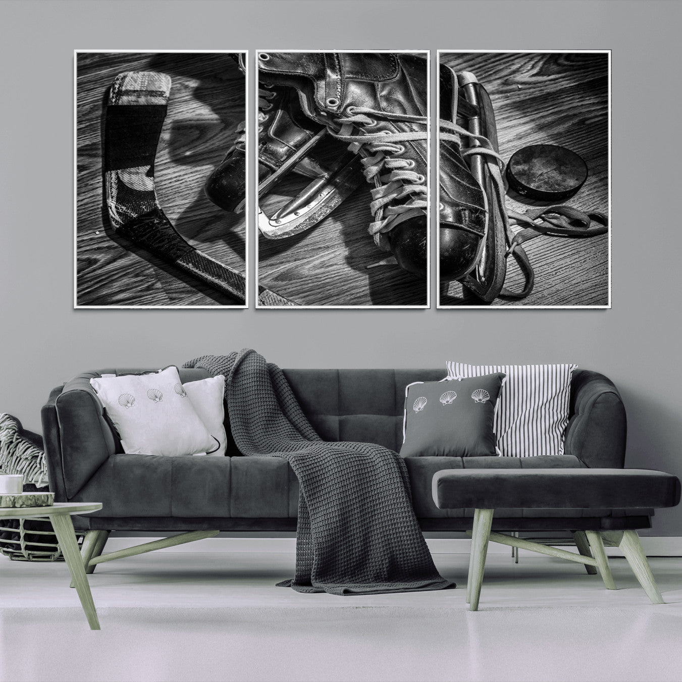 20553-MGV-CV-36X24-Old Pair of Mens Skates Wall Art Canvas, Men Skates Wall Art Print