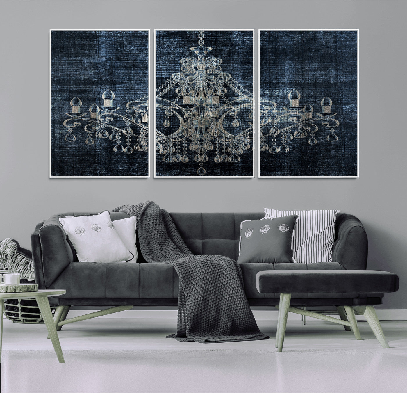 -Dark Chandelier Wall Art Canvas Print