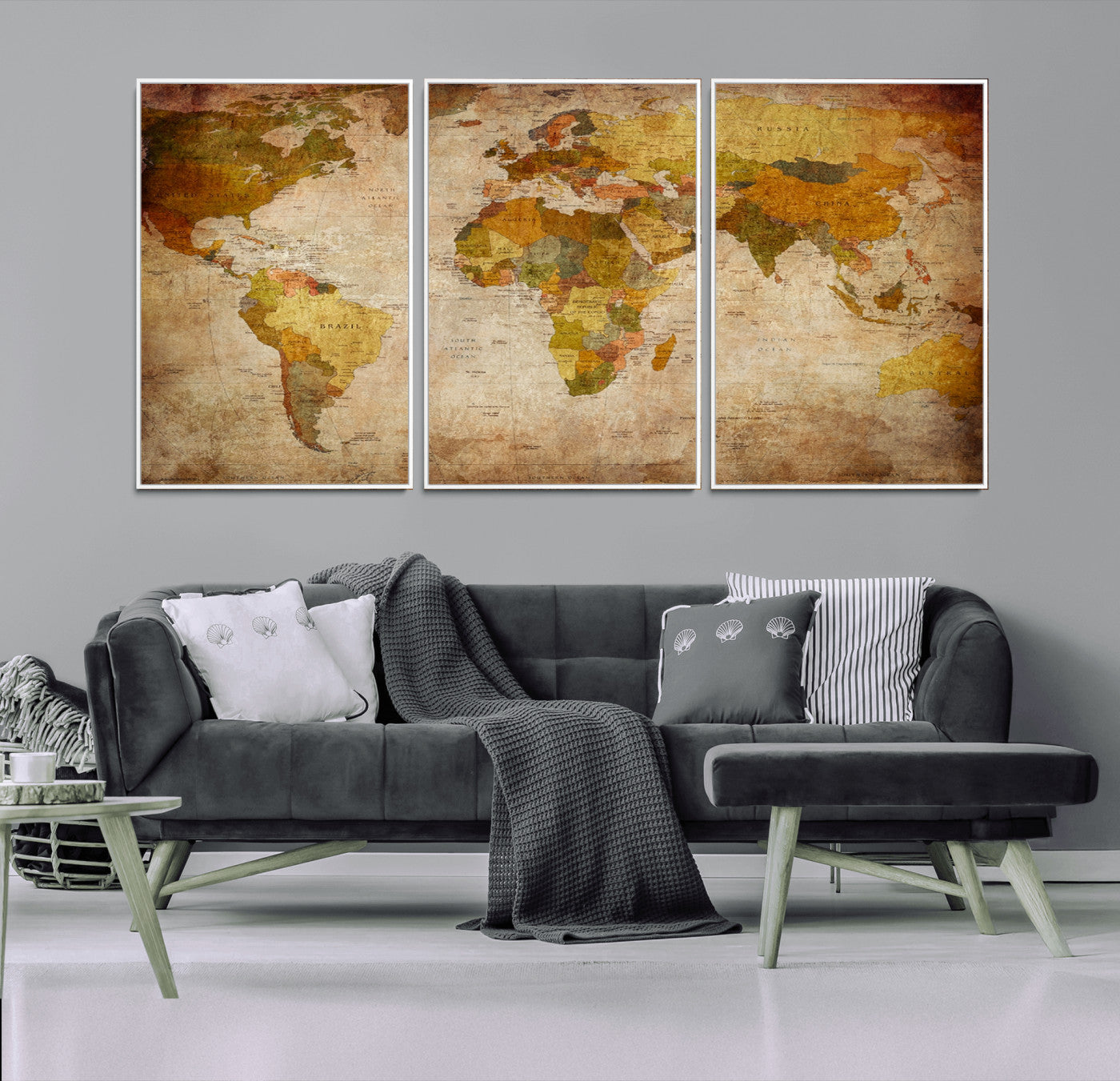 -Push Pin World Map Canvas Print – Travel Tracker Wall Art for Couples, Perfect Anniversary Gift for Home or Office Decor