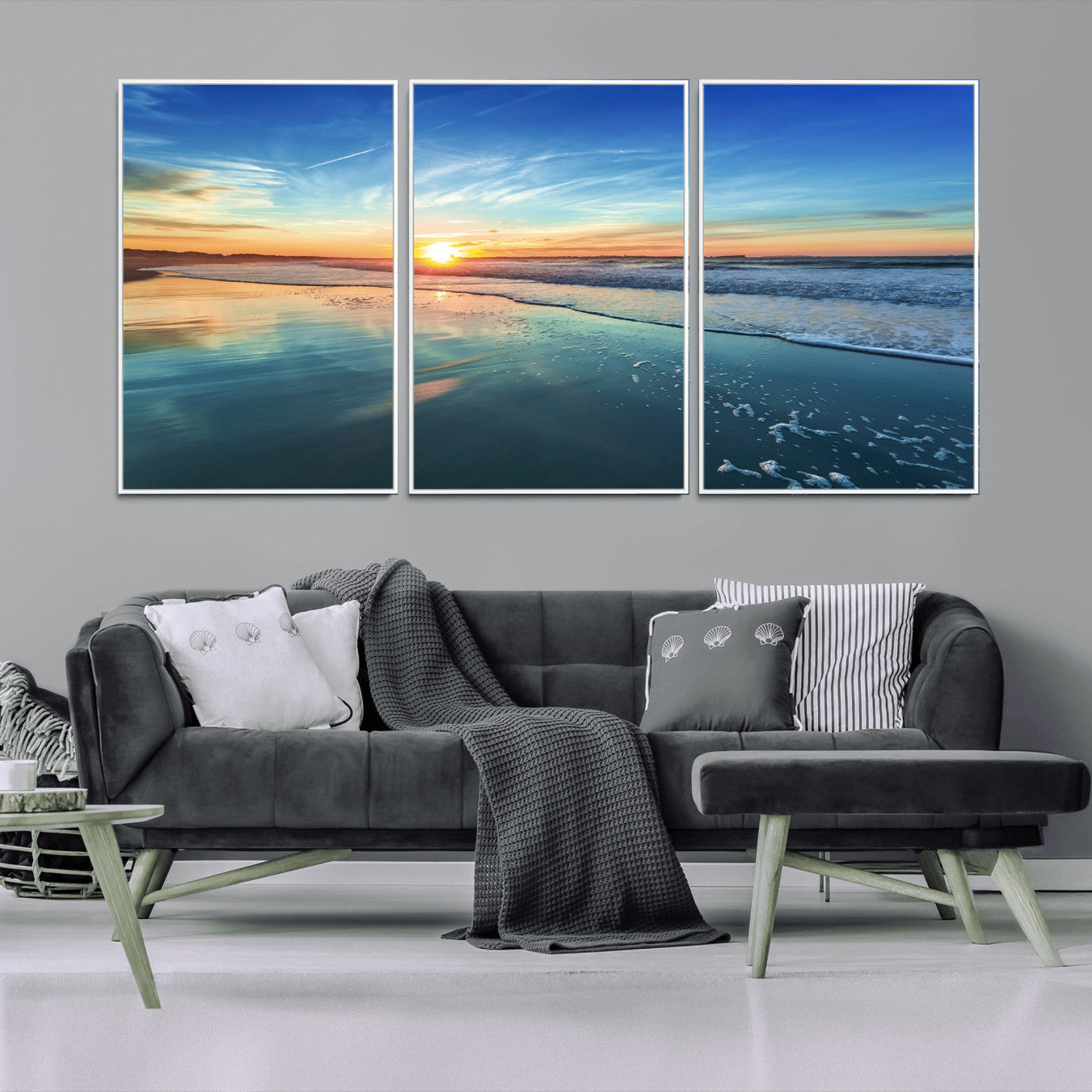 -Blue Sky and Beach Wall Art Canvas Print