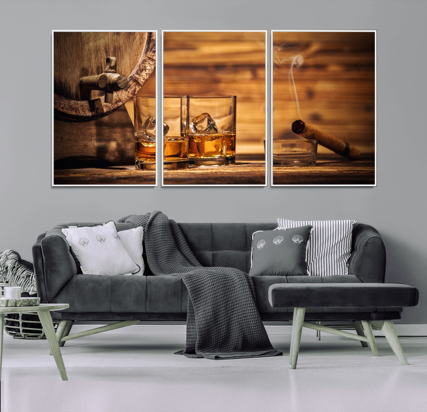 -Rustic Whiskey and Barrel Canvas Print