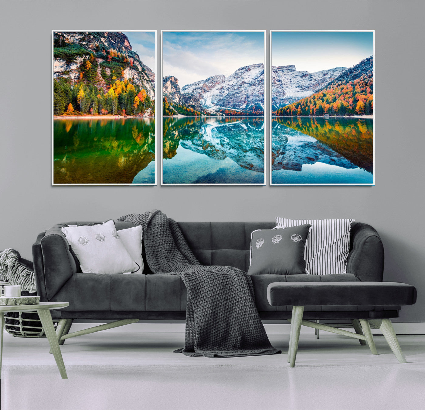 -Spectacular autumn view of Braies Lake Wall Art Canvas Print