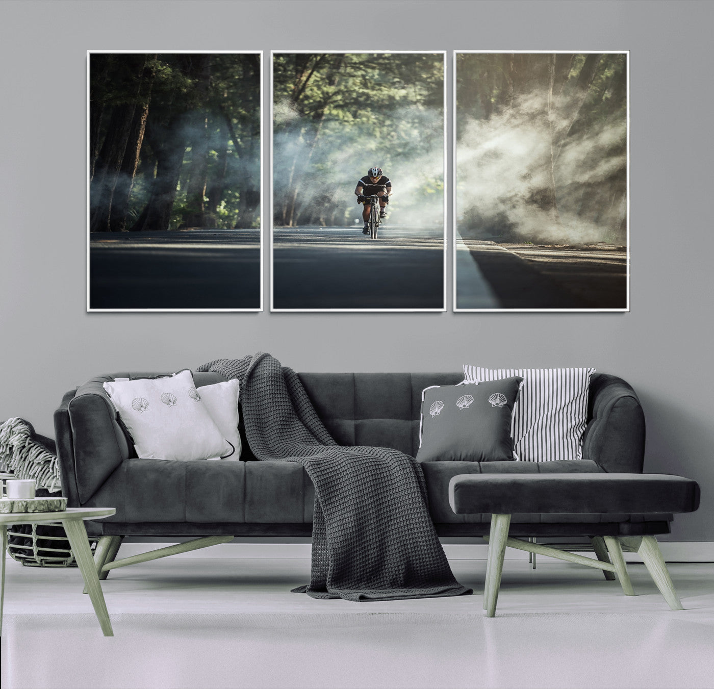 60298-MGV-CV-36X24-Cycling Road Bike in the Morning, Cycling Road Bike Canvas Print