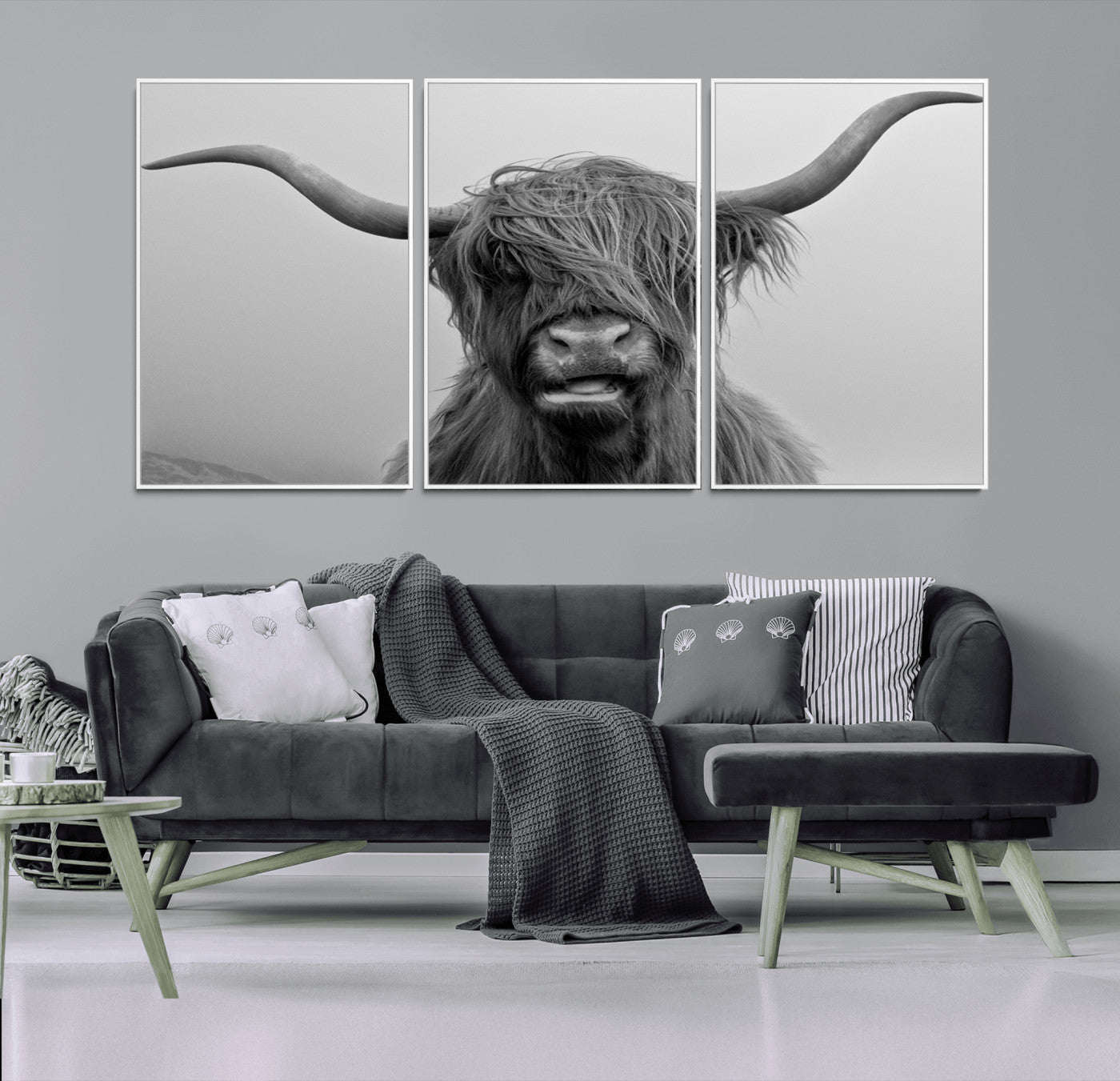 50834-MGV-CV-36X24-Texas Cow Wall Art Canvas, Texas Longhorn Cattle Canvas Print