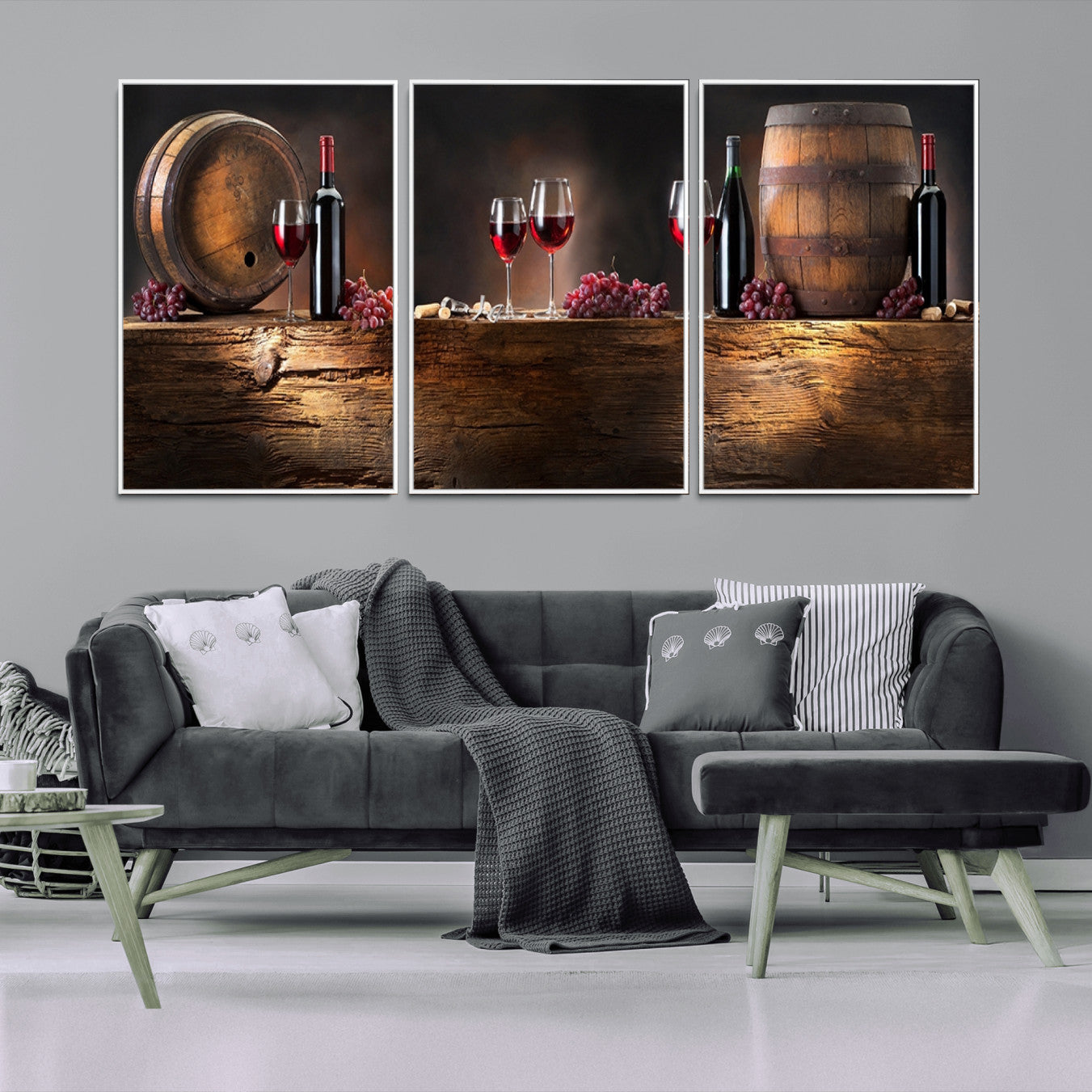 -Wine and Barrels Wall Art Canvas Print