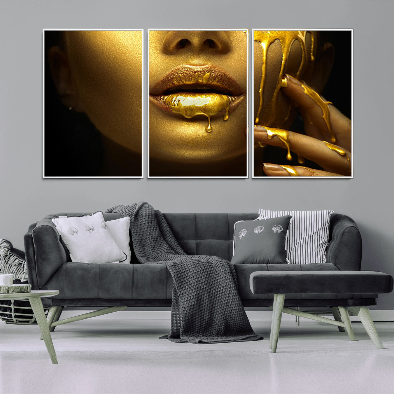 24252-MGV-FC-60X30-3P_White-Gold and Women Wall Art Canvas Print