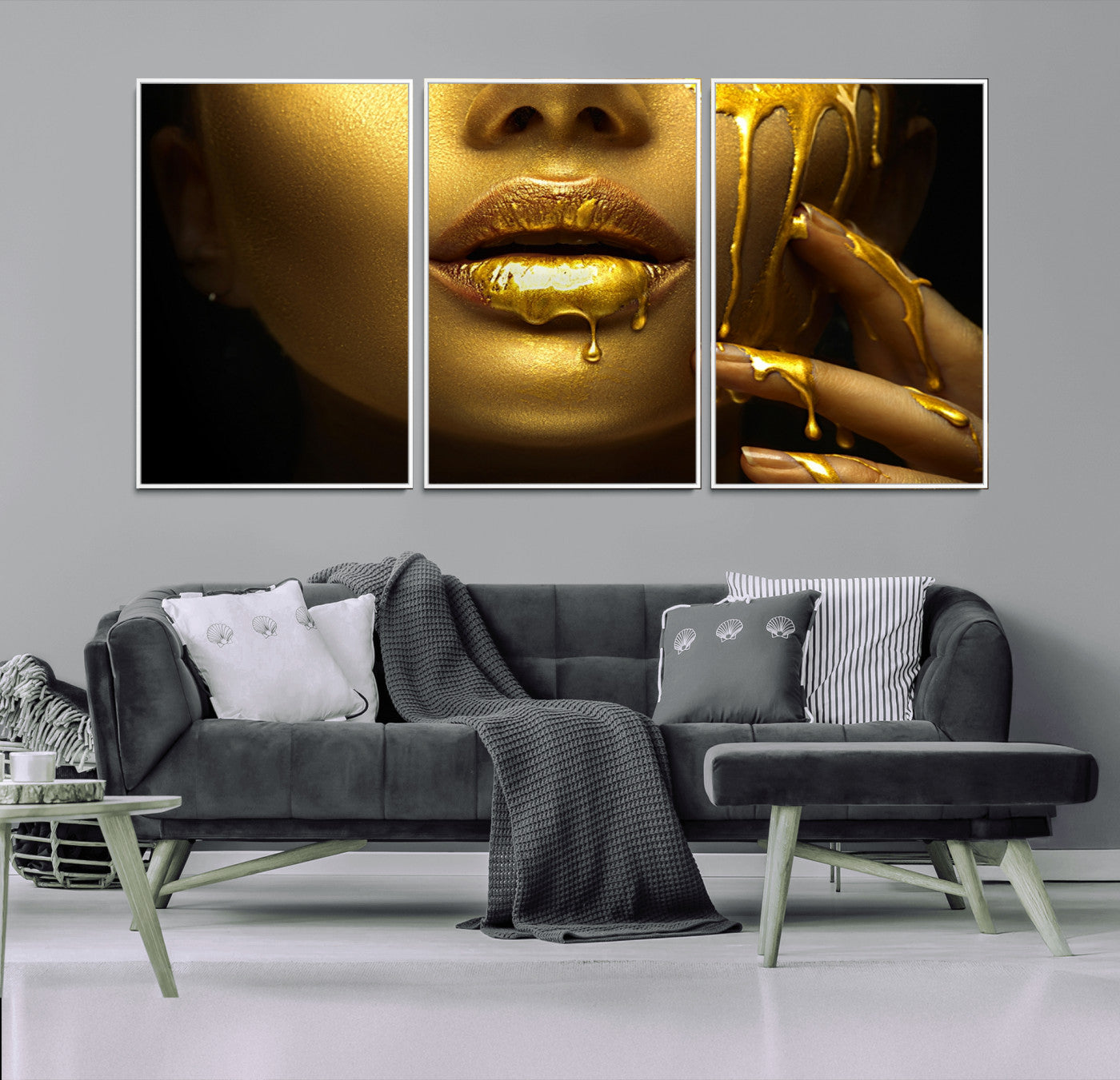 24252-MGV-FC-60X30-3P_White-Gold and Women Wall Art Canvas Print
