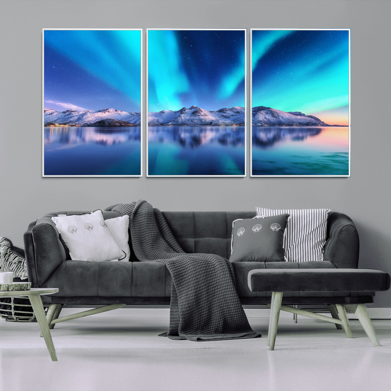 -Northern Lights above Mountain Wall Art, Northern Lights Wall Art Canvas Print