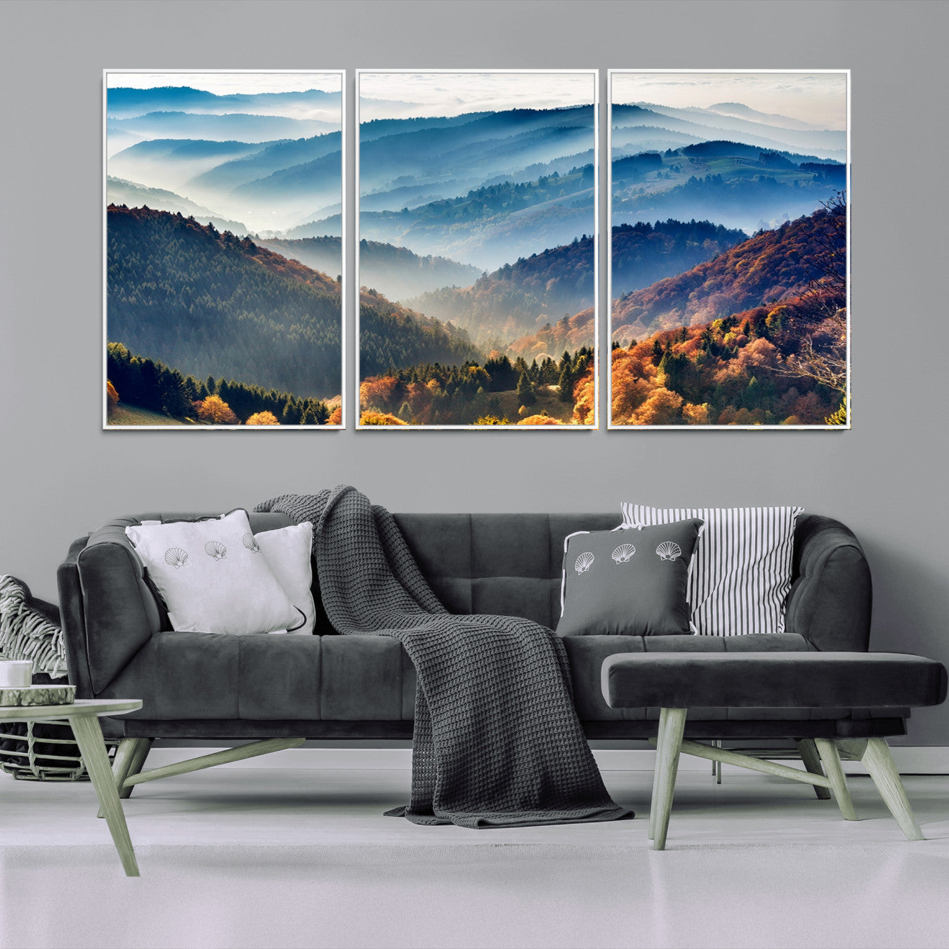 -Mountains Forest Autumn Wall Art Canvas Print