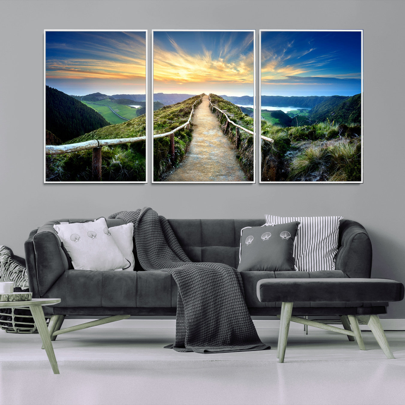 -Mountain and Sunset Wall Art Canvas Print