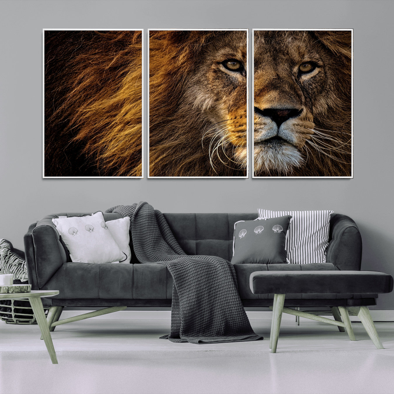 -Mighty Lion Wall Art Canvas Print – Majestic Animal Portrait Artwork for Home, Office, Living Room, Guest Room
