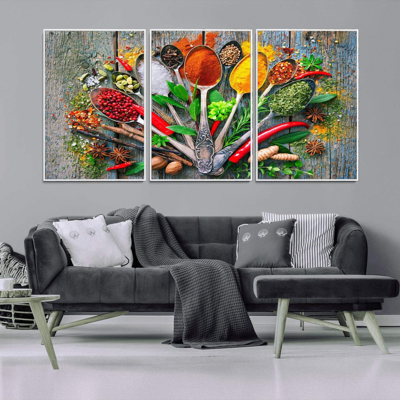-Kitchen Wall Art Print - Spoonful of Spices Cooking Wall Art Canvas Print - Vibrant Kitchen Decor
