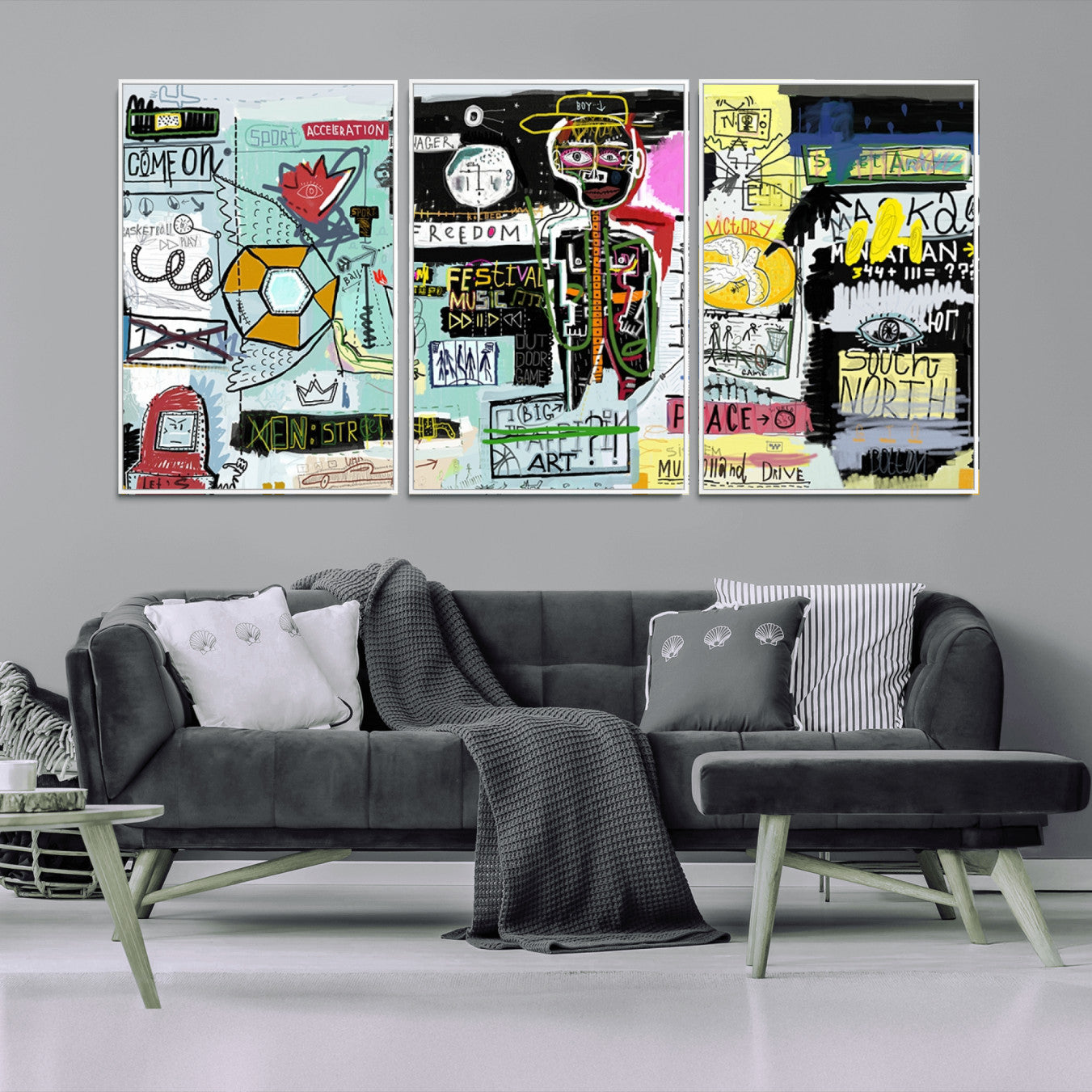 -Graffiti Wall Art – Colorful Urban Street Canvas Print, Modern Expressionist Painting for Living Room, Studio or Office, Bold Art Decor