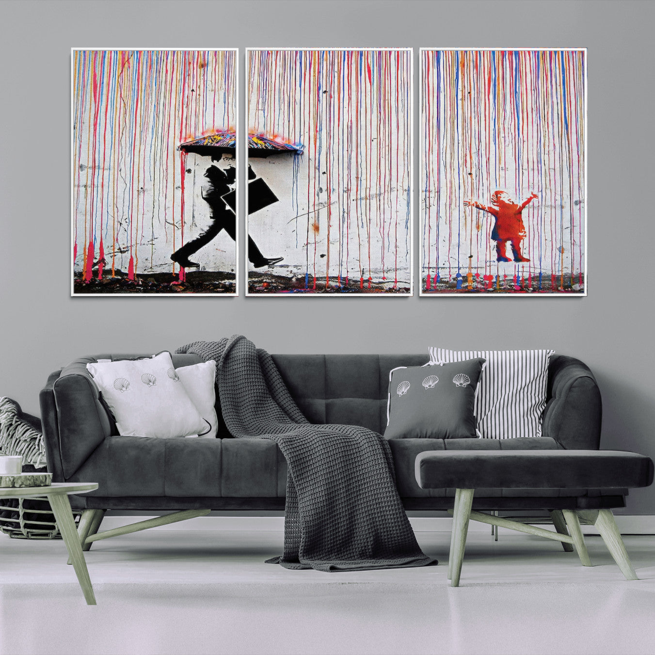 -Banksy Wall Art Canvas Print, Framed Graffiti Art Picture Print, Banksy Urban Graffiti Perfect Modern Decor Artwork