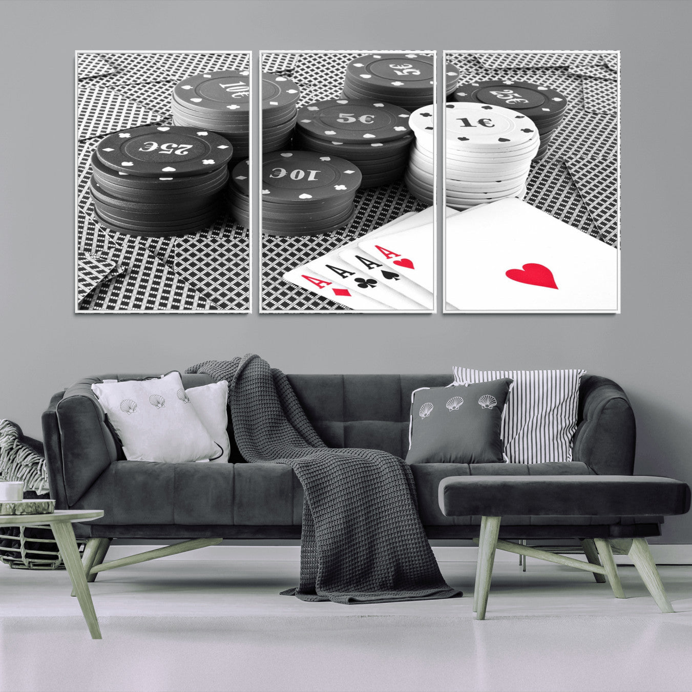 -Poker Game Cards Wall Art Canvas, Multi Panel Wall Art Canvas Print
