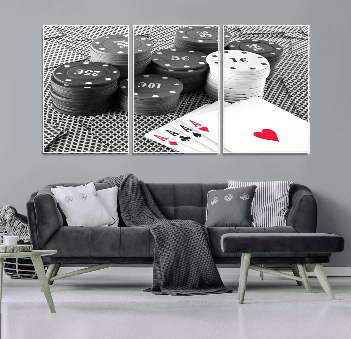 47531-MGV-CV-36X24-Poker Game Cards Wall Art Canvas, Multi Panel Wall Art Canvas Print