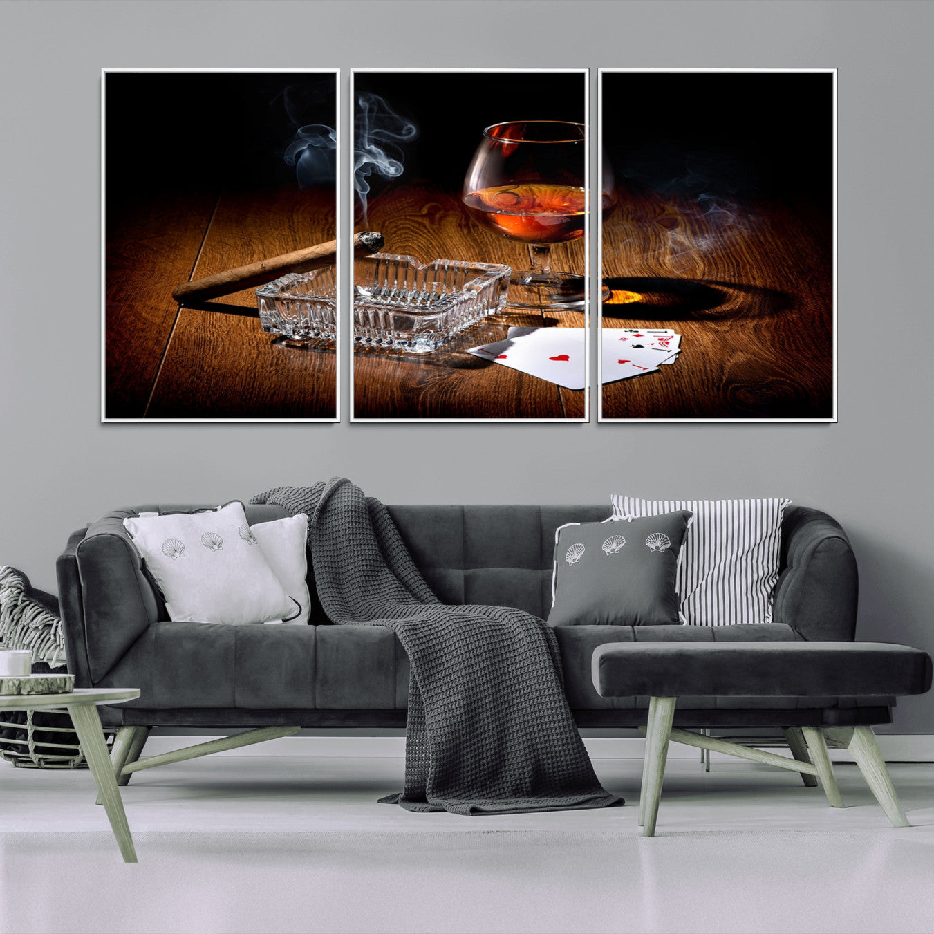 -Whiskey Cigar Wall Art Canvas Print Kitchen Wall