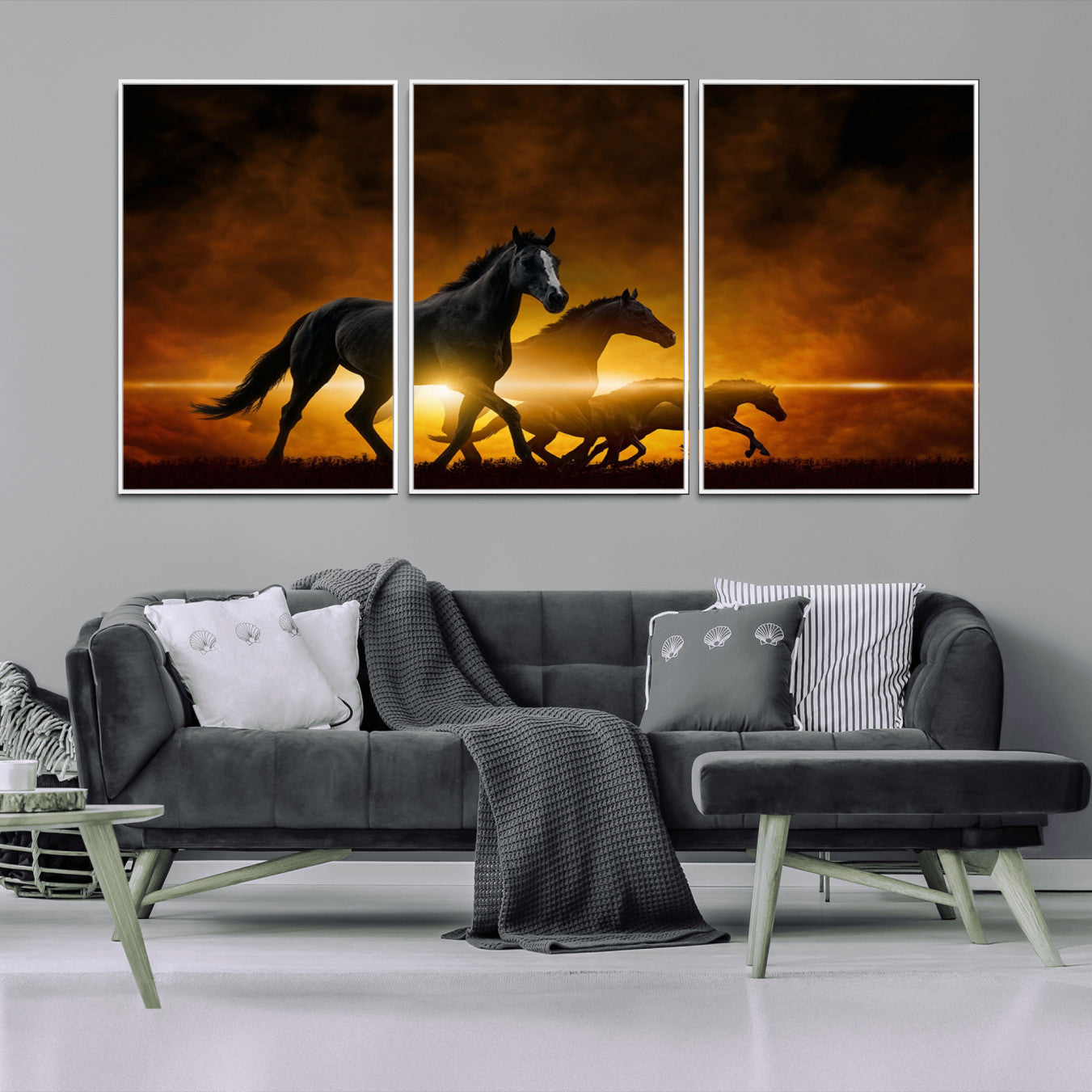 -Horse Wall Art Canvas Print, Multi Panel Animal Canvas Print