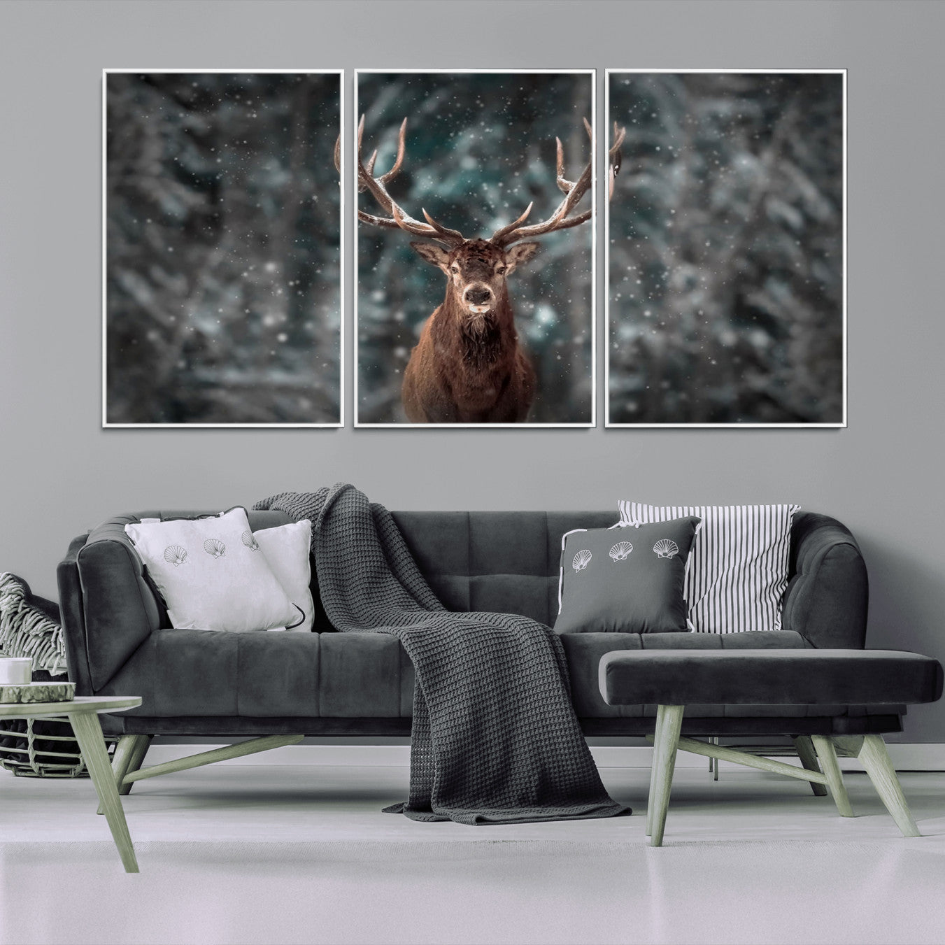 -Wall Art Deer Art Animal Canvas, Framed Wall Art Deer Canvas Print