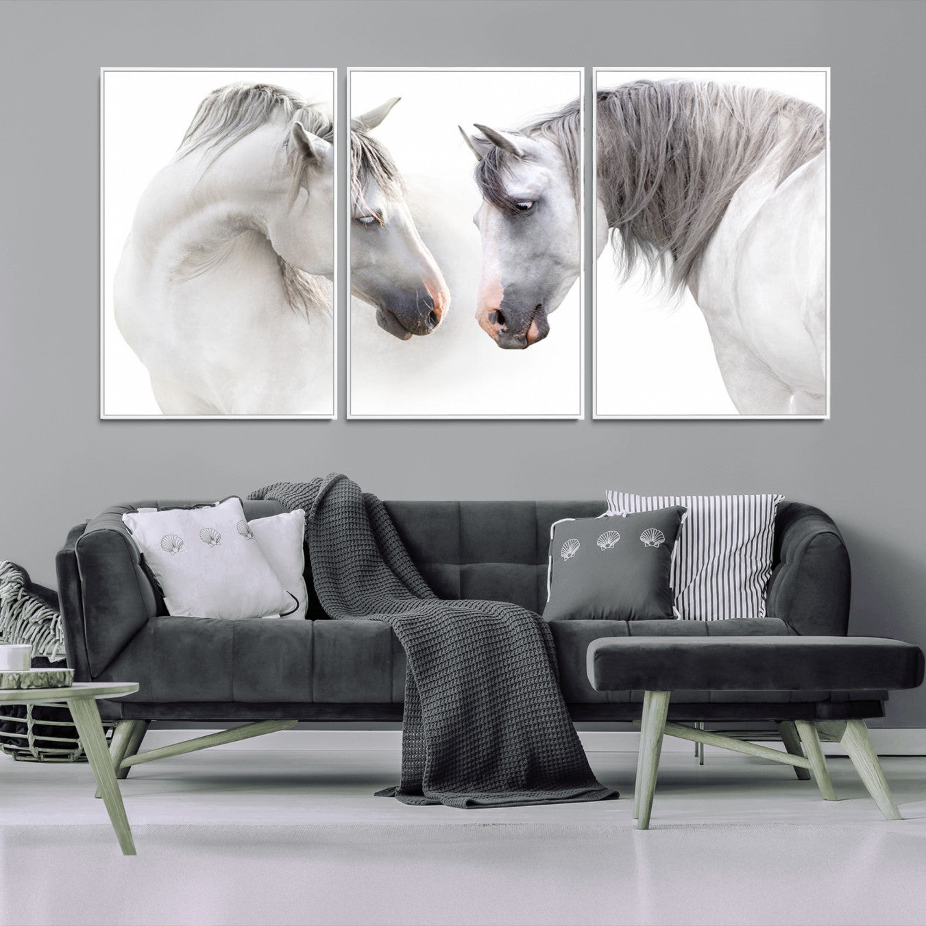 -White Horse Wall Art Animal Canvas Print