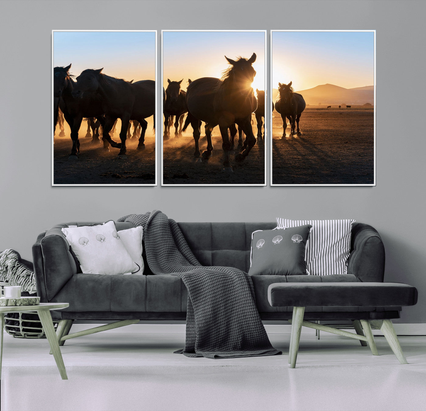 -Horse Herd Wall Art Animal Canvas Print