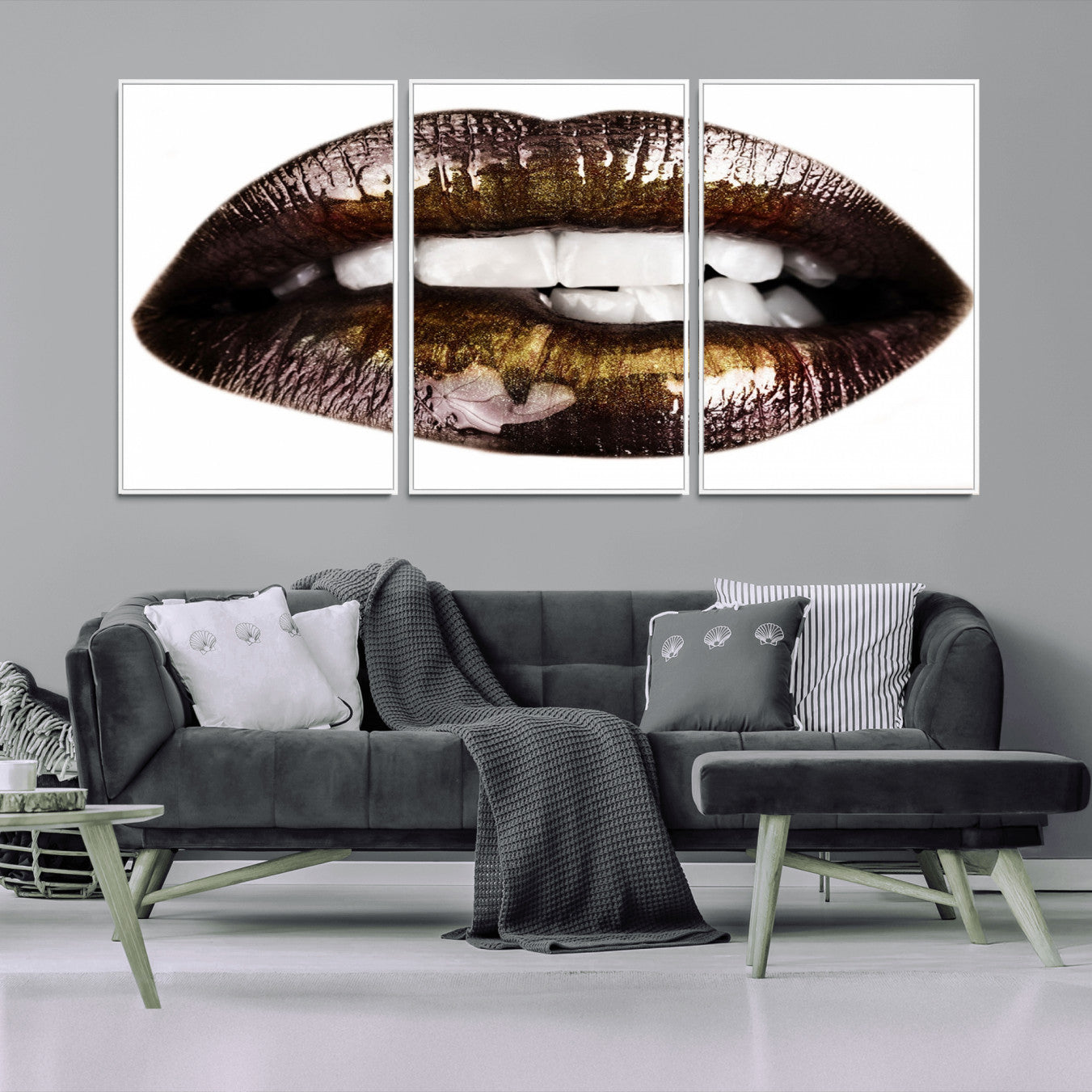 -Close Up Lips Wall Art Canvas Print