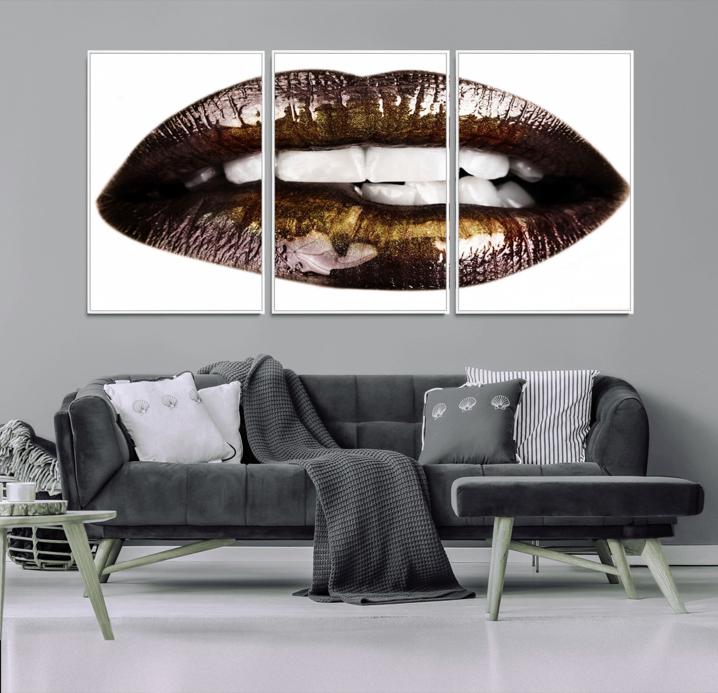 -Close Up Lips Wall Art Canvas Print
