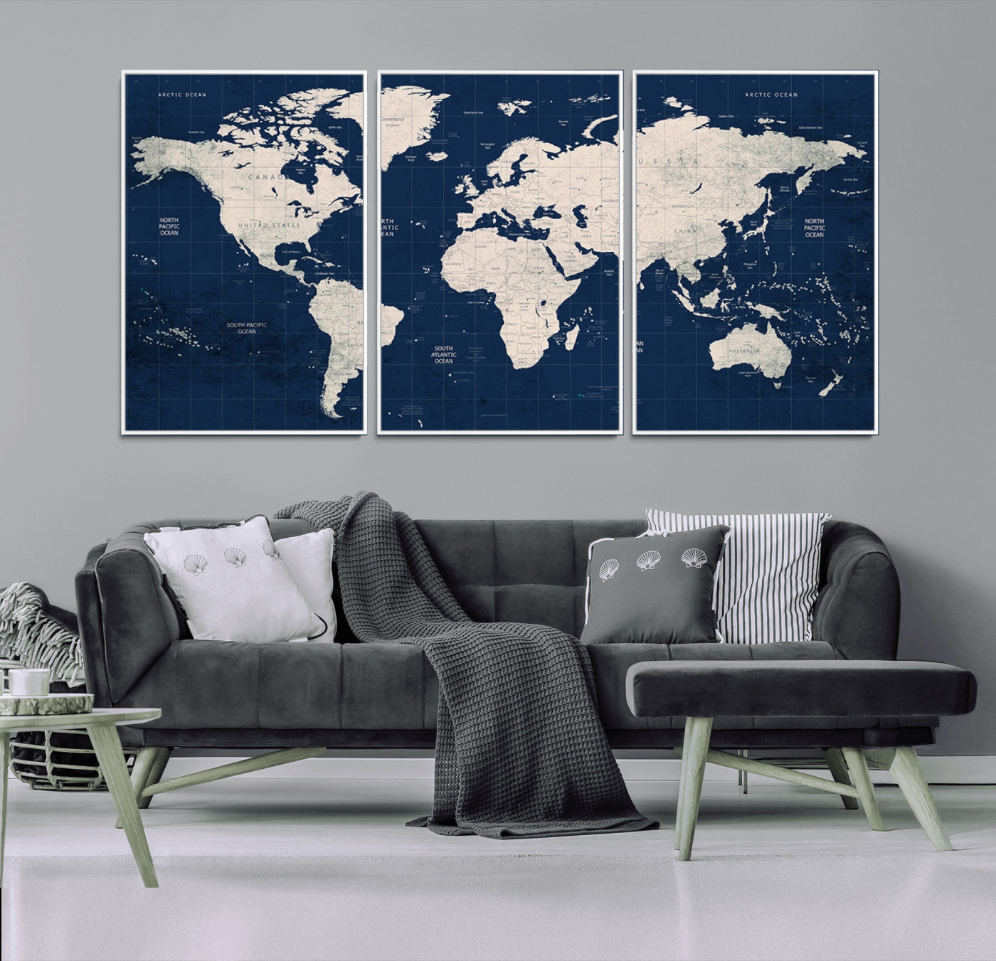 -Push Pin World Map Canvas Print – Travel Tracker Wall Art for Couples, Perfect Anniversary Gift for Home or Office Decor